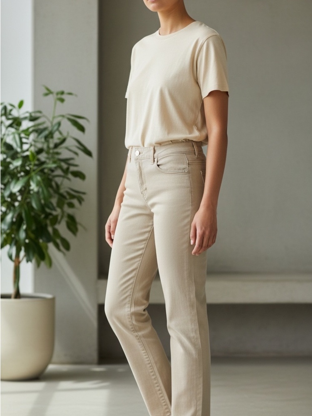 Chicos 0Perfect stretch, girlfriend slim leg ankle StraightLeg Jeans Light Beige